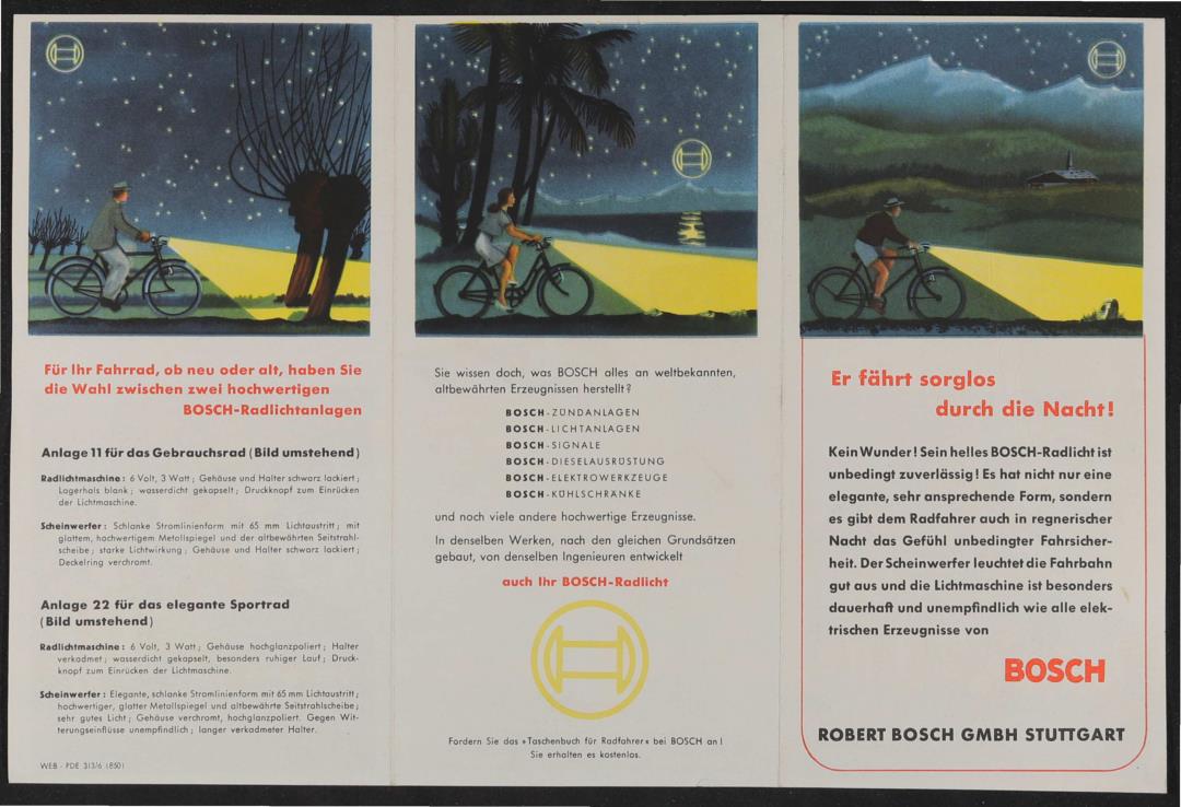 Bosch Radlicht Faltblatt 1950