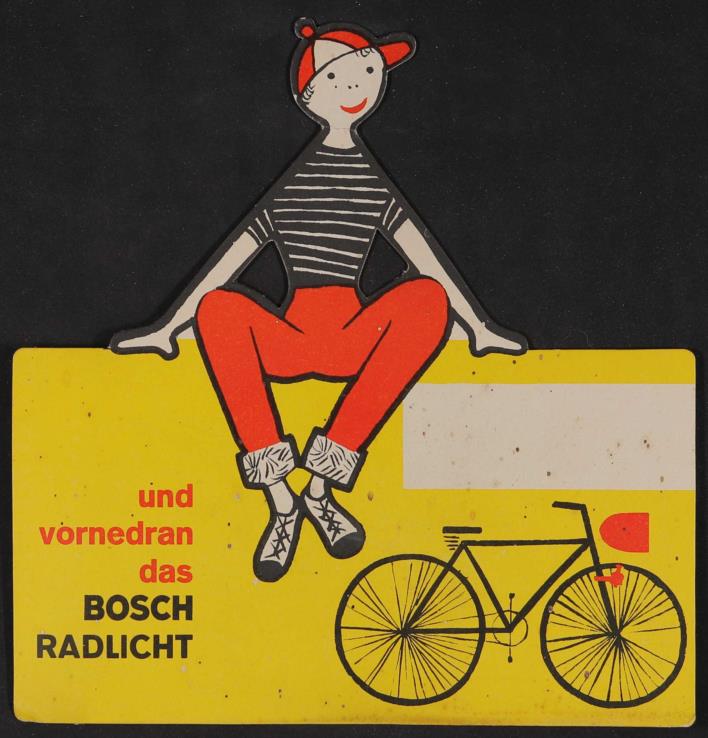 Bosch Radlicht Händler-Werbeanhänger für Fahrrad 1960er Jahre