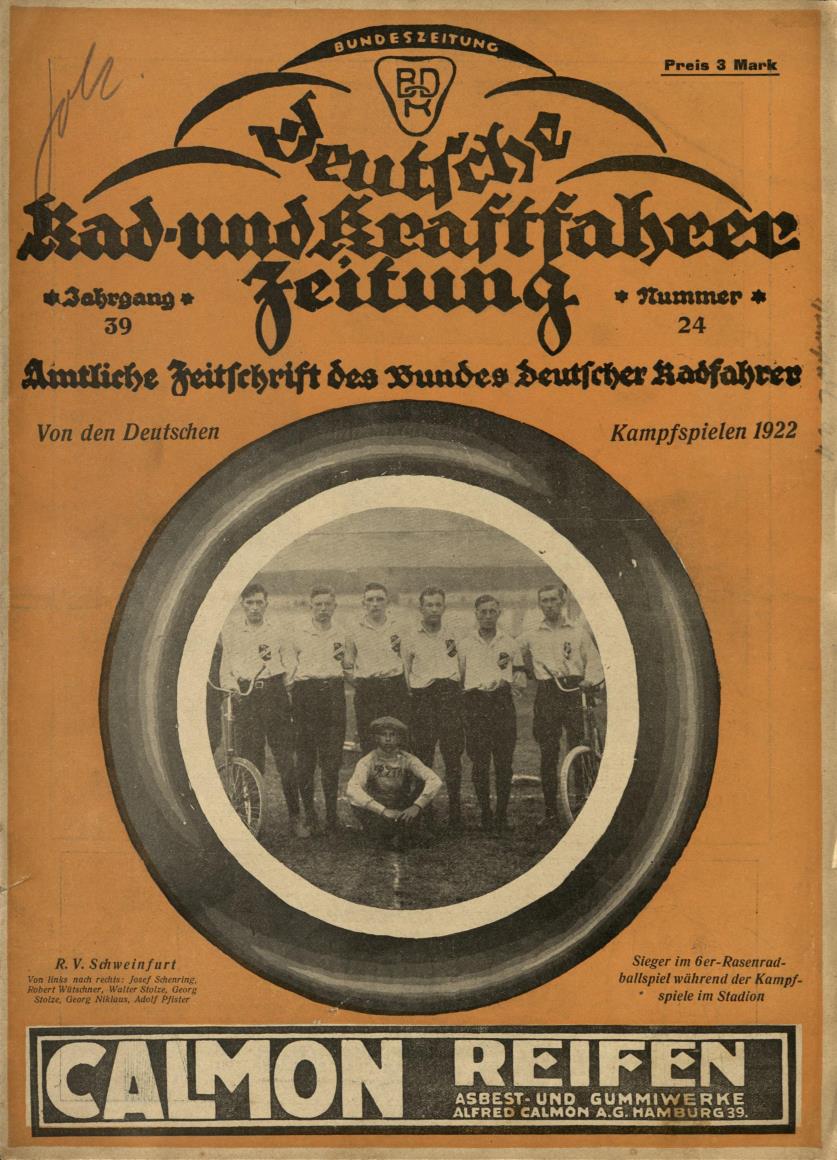 1922 Deutsche Rad- und Kraftfahrer Zeitung Jg. 39 Nr. 24