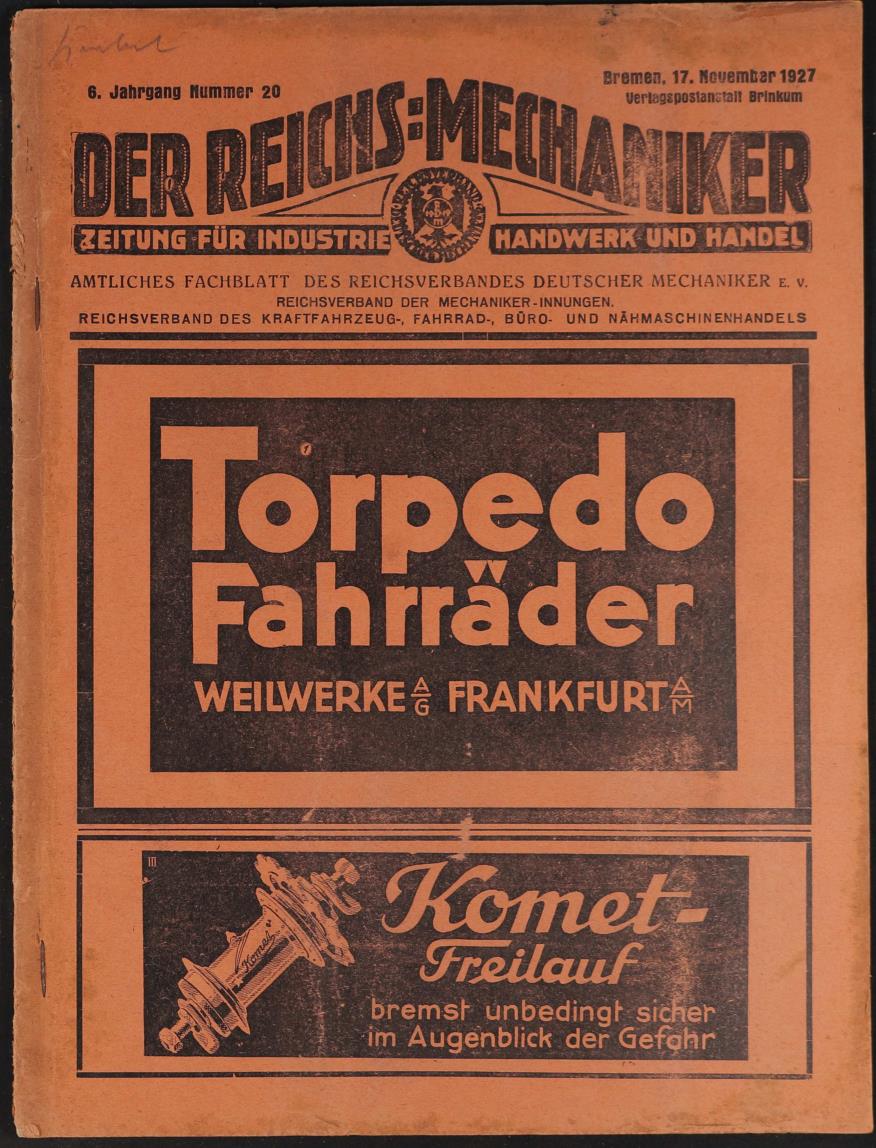 Der Reichsmechaniker Zeitung 19. November 1927