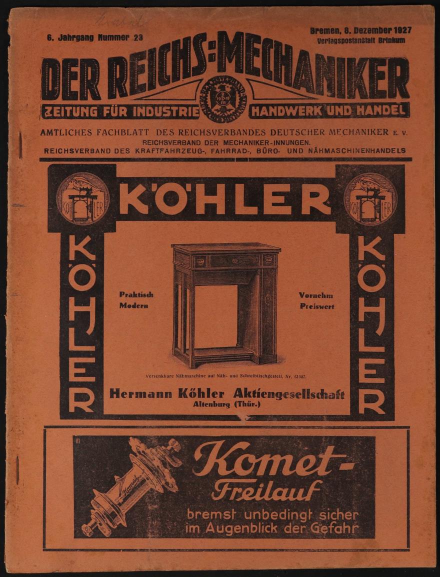 Der Reichsmechaniker Zeitung 8.Dezember 1927