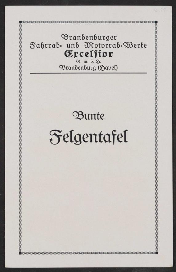 Excelsior, Bunte Felgentafel, Faltblatt 1930er Jahre