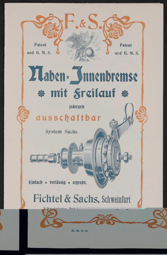 Fichtel u. Sachs Naben-Innenbremse mit Freilauf Demontage- u. Montageanleitung 1901