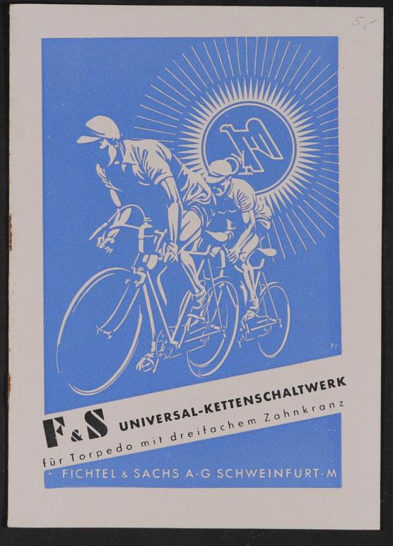 Fichtel u. Sachs Universal-Kettenschaltwerk für Torpedonabe mit dreifachem Zahnkranz Infobroschüre 1941