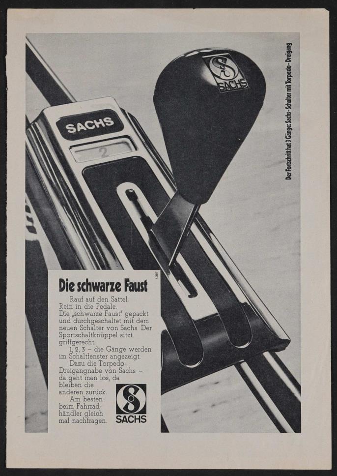 Fichtel und Sachs Sportschaltgriff für Torpedo-Dreigang-Nabe Annonce 1971
