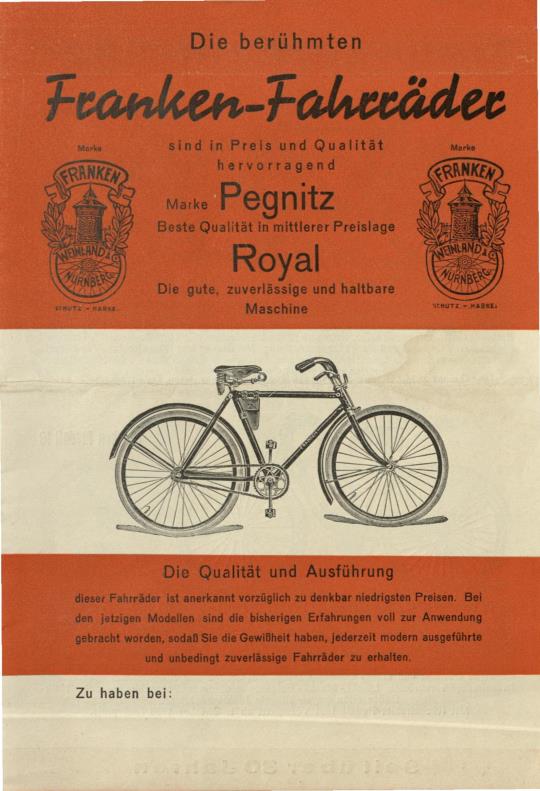 1938 Franken Fahrräder Faltblatt