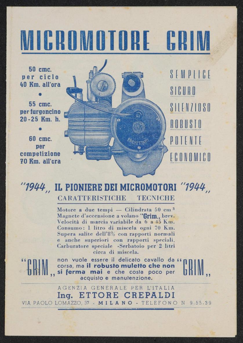 Grim Micromotore Faltblatt 1944