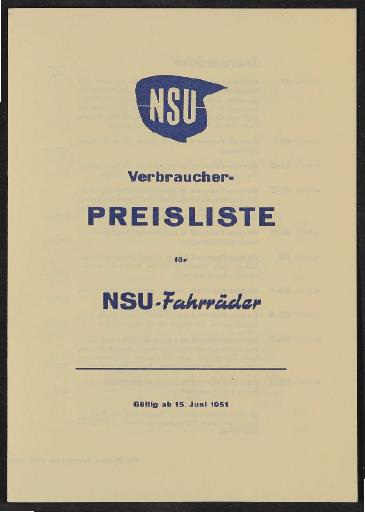 NSU Preisliste 1951