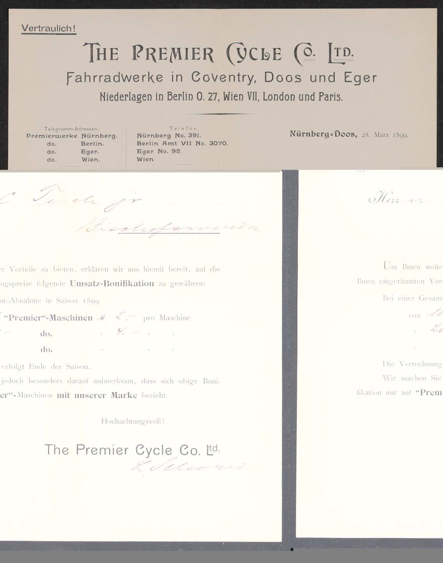 Premier Information für Händler 1899