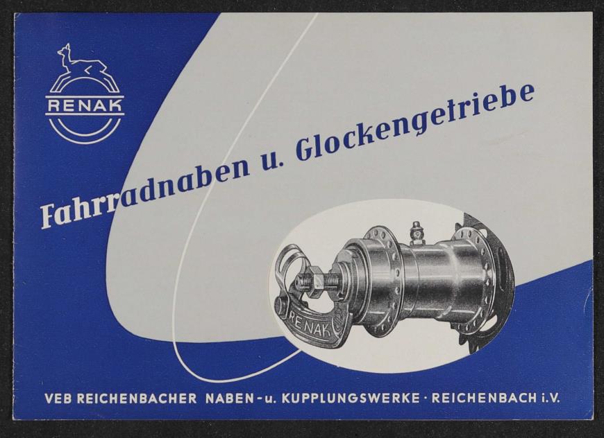 Renak Fahrradnaben u. Glockengetriebe Prospekt 1956
