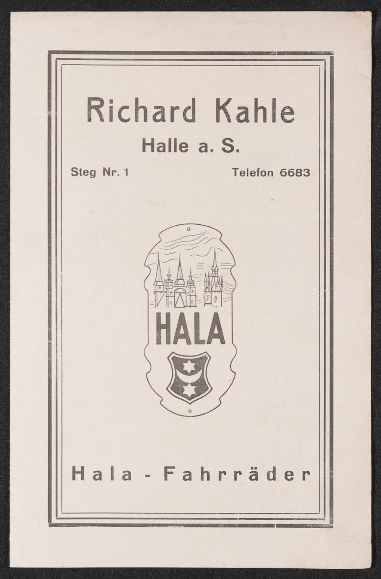 Richard Kahle Hala-Fahrräder Halle Faltblatt 20er Jahre