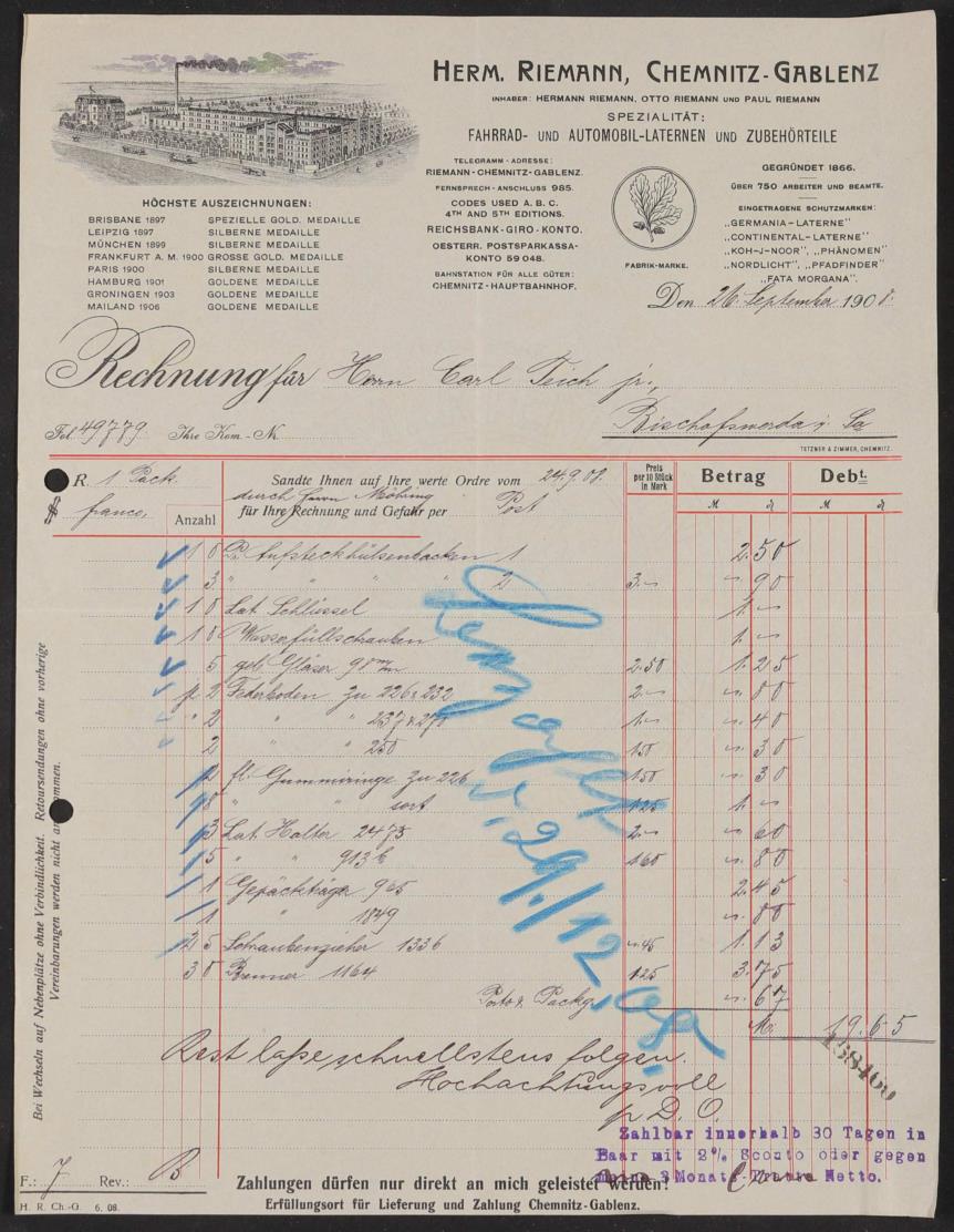 Riemann, Rechnung 1908