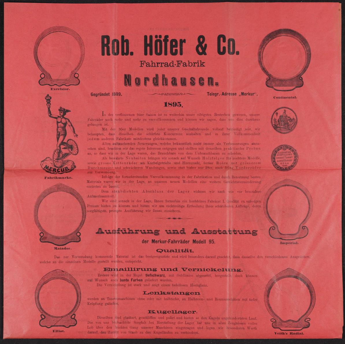 Rob. Höfer u. Co. Fahrrad-Fabrik Prospekt 1895