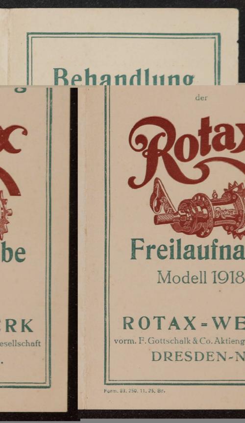 Rotax Behandlung der Rotax Freilaufnabe Modell 1918 Anleitung 1925