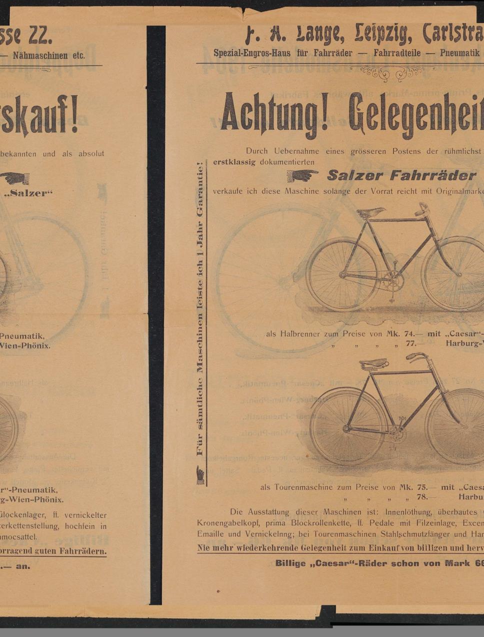 Salzer Fahrräder Prospekt 1904
