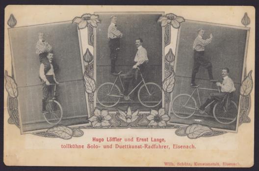 Postkarte Duettkunstfahrer Eisenach 1910er Jahre