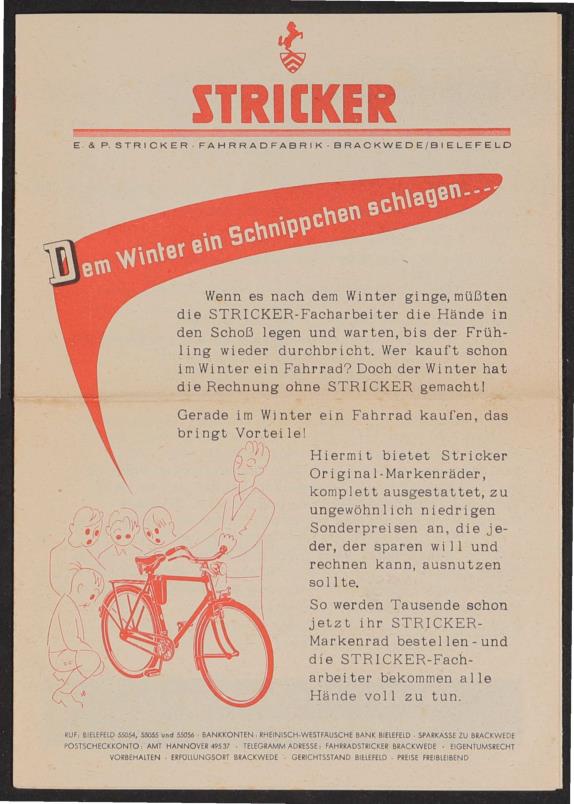 Stricker Winter-Faltblatt 1960er Jahre